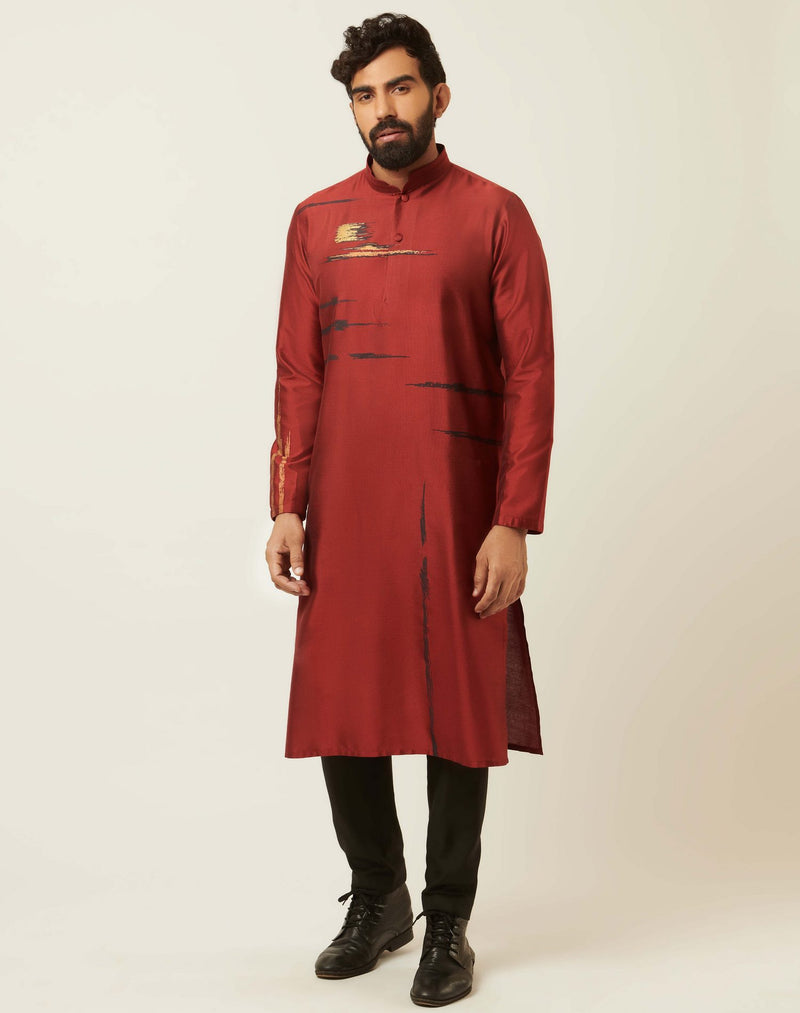 Edge Maroon Kurta