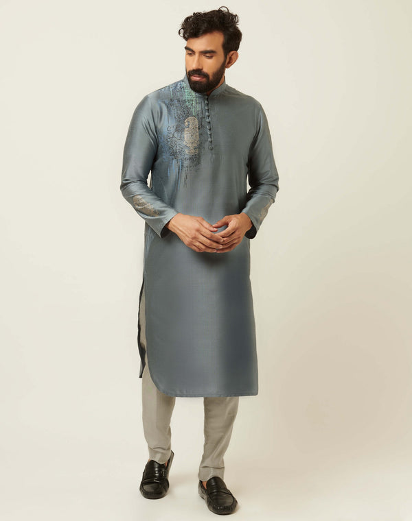 Paisley Ash Blue Kurta