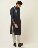 Diagonal Domino Navy Blue Kurta