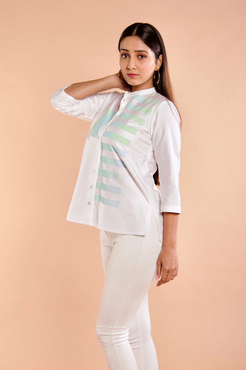 Stripe White Blue Top