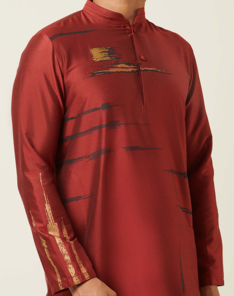 Edge Maroon Kurta