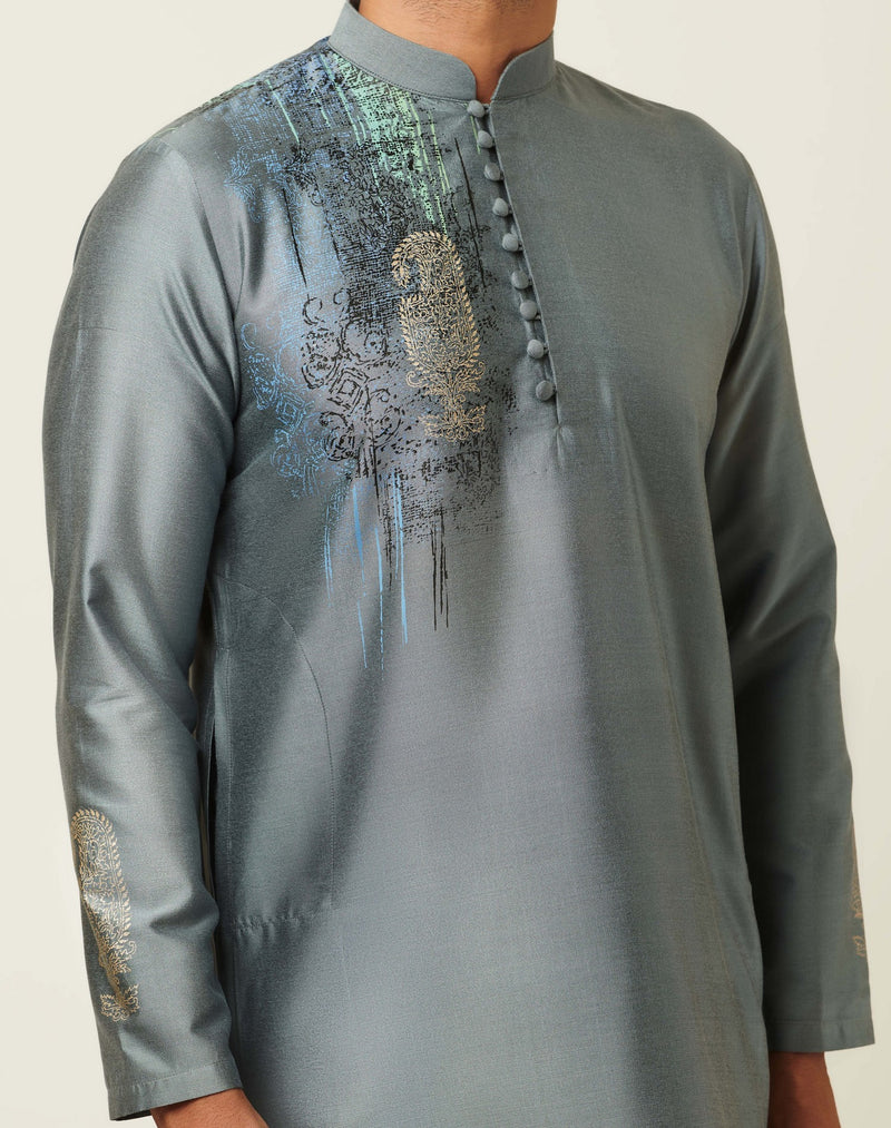 Paisley Ash Blue Kurta